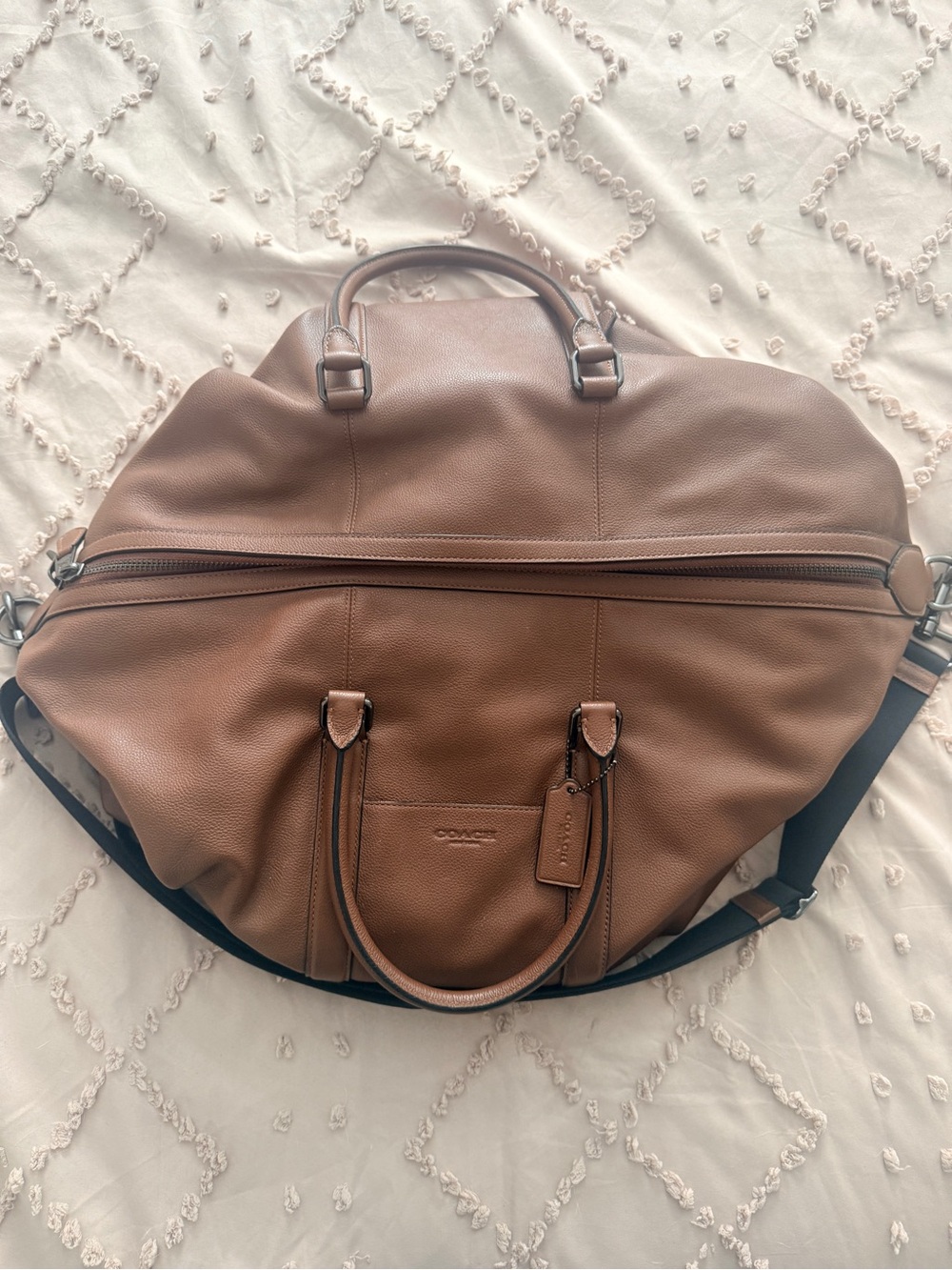 Coach Tan/Brown Leather Duffel Bag - Men’s Travel Bag